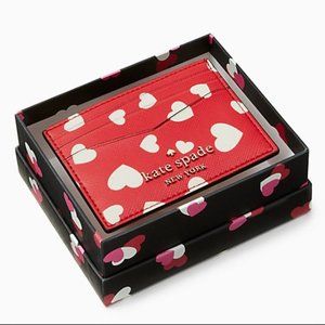Kate Spade Staci Heart Pop Printed Boxed Small Card Holder Red Multi